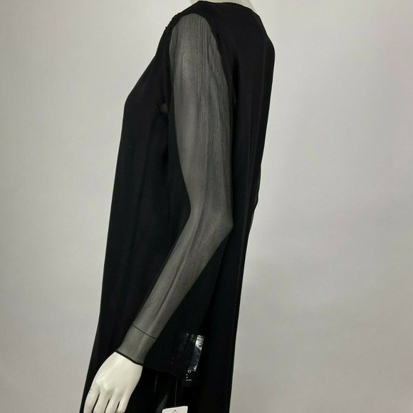 ECI NY Silk Embellished Tunic Top Sheer Lined Long Sleeve Side Slits Women M NWT - Picture 6 of 11